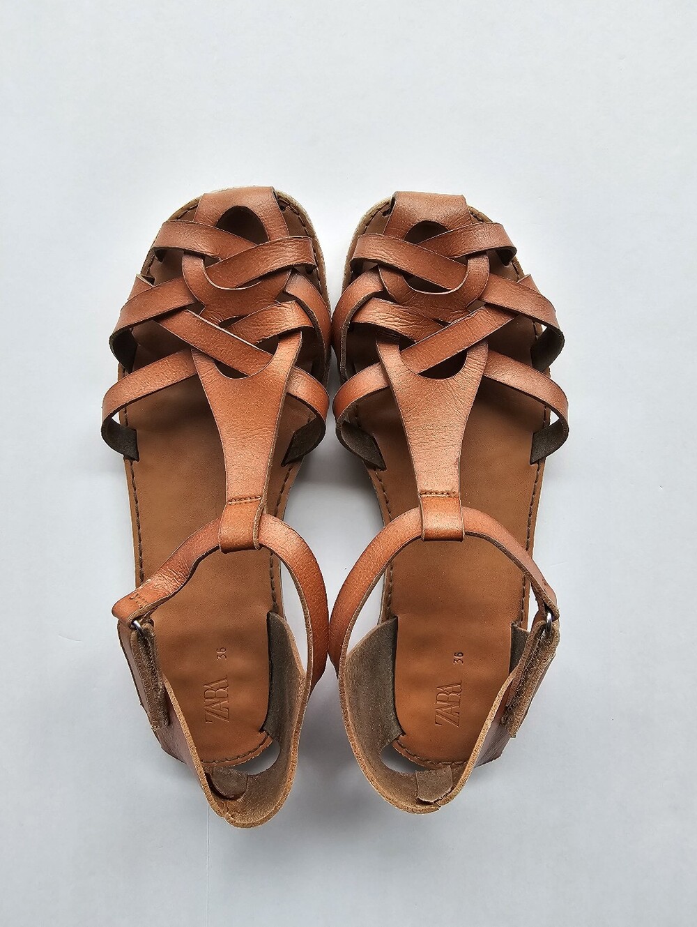 Zara Girls Tan Leather Fisherman Summer Sandals Size 36 / US 6 Rare HTF $50